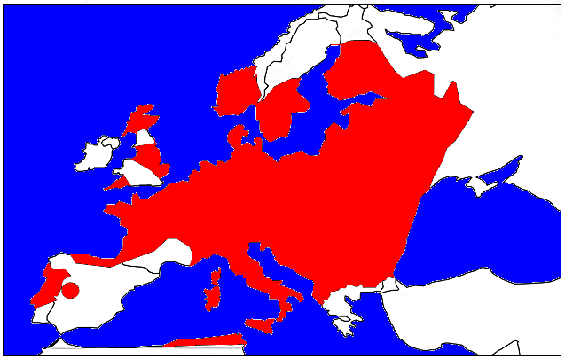 Důležité pro jejich přežití jsou hojné srážky. Klíště obecné se vyskytuje téměř po celé Evropě, kromě oblastí kolem Středozemního moře, kde je suché a teplé klima (obr. 2).