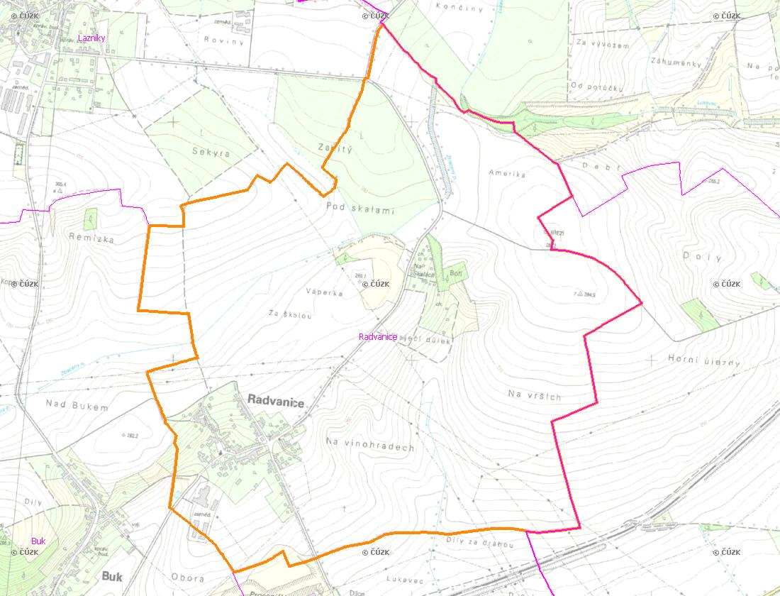 A. NÁZEV OBCE Název části obce (ZSJ): Radvanice Mapa A: Území obce Přehledová