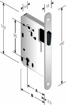 "cilider" 50 75 112 22 satinirana Magnetna ključavnica na ključ 14 18 132 8 90 190 - simetrična ključavnica (uporabna pri levih in desnih