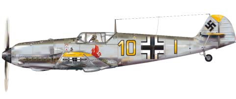 Messerschmitt Bf 109E-4 9. letka, JG 26 Schlageter Pilot: Oblt.