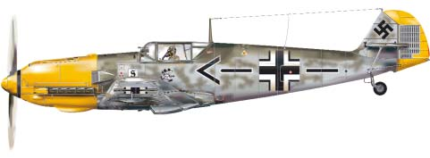 Obstlt. Adolf Galland Pobřeží Kanálu La Manche, 1941 Messerschmitt Bf 109E-7/trop 1.