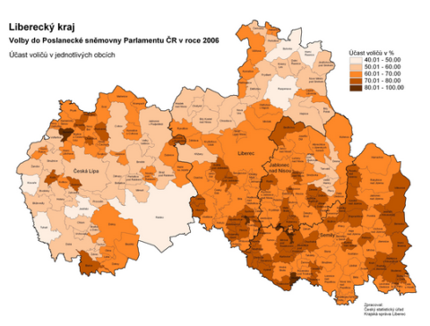 Metoda kartogramů Kartogram je mapa s dílčími územními celky, do kterých jsou plošným způsobem znázorněna statistická data (relativní hodnoty), většinou geografického charakteru.