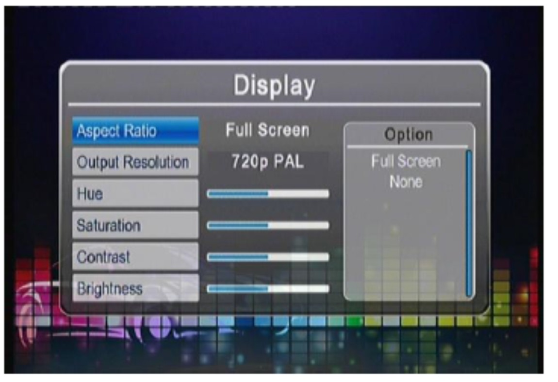 II.5.3 nastavení HDMI Zvolení AV výstupu přes HDMI a úprava barvy výstupu 1. Stiskněte tlačítka pro zvýraznění volby, kterou chcete nastavit. 2.