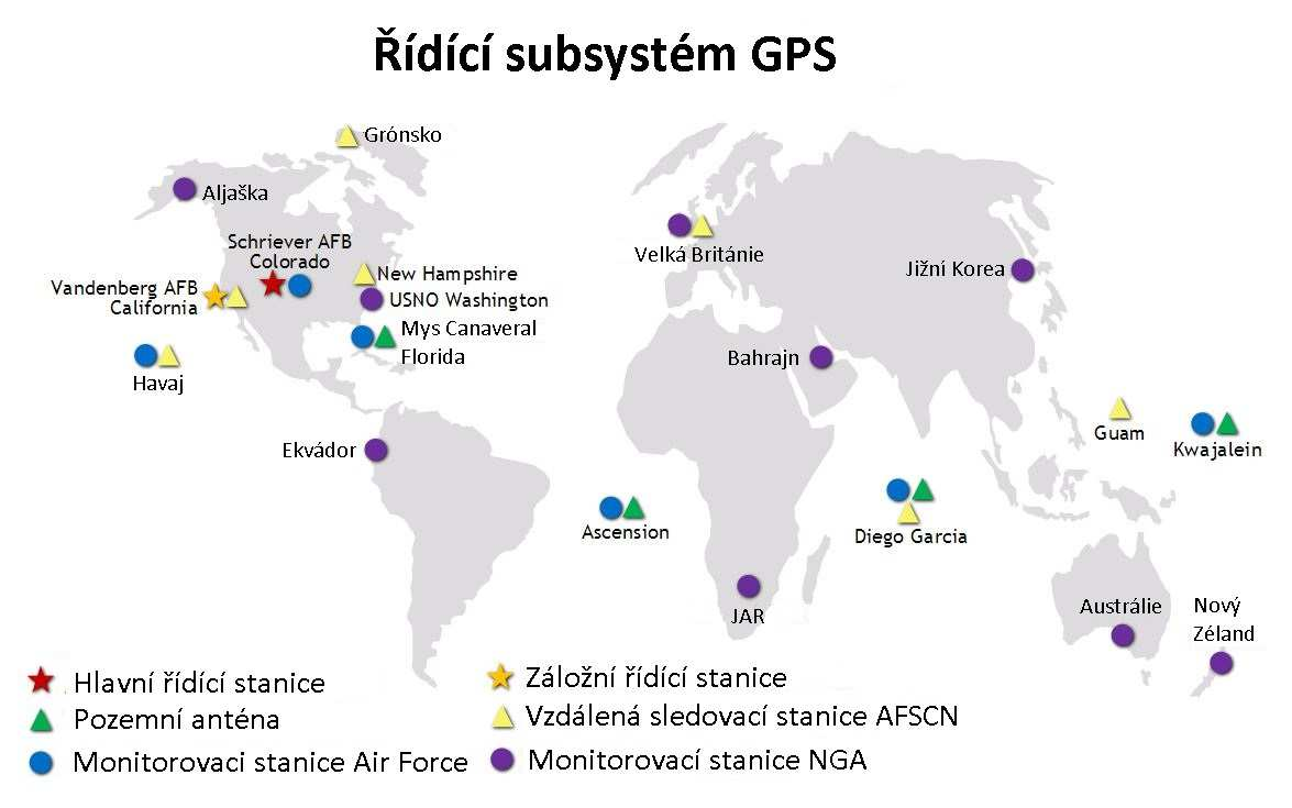 Družicové lokalizační systémy 19 diové mikrovlnné signály o frekvenci 2-4 GHz. Pozemní antény jsou také zodpovědné za sjednocování řídících signálů dle předepsaných norem (GPS.