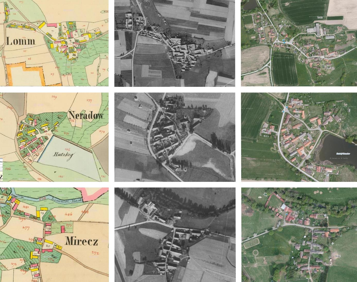 Obrázek 3: Vývoj charakteru a struktury zástavby 2) LIMITY K 12/2016 A) LIMITY GEOLOGICKÉ Na správním území obce Lom se nenacházejí významné geologické limity.