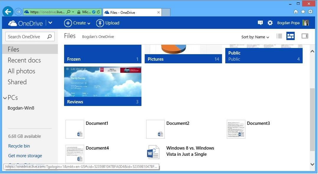 Obrázek 5 ukázka online rozhraní OneDrive; zdroj: [51] E-mailové služby E-mailová služba prostřednictvím služby od Microsoftu je poskytovány v prostředí internetového prohlížeče, kde je otevřena