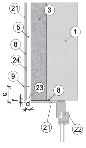 200 cm 2 /m f Přesah desky přibližně 30 mm Vertikální řez nadpražím okna (Přerušení větrání v okolí okna v max.