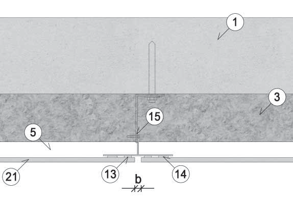 podkladní rošt 16 Kotevní bod hliníkového podkladního roštu Horizontální řez