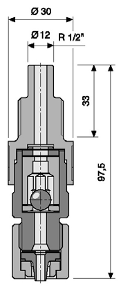 1.8 Příslušenství solenoidových dávkovacích čerpadel Injekční ventily v provedení PTFE TT1 pouze vertikální instalace zespodu, kuličkový ventil bez tlačné pružiny, pružinu (obj.