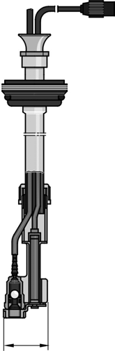 1.8 Příslušenství solenoidových dávkovacích čerpadel Délkově stavitelné sací sestavy pro zásobníky 200 l s dvoupolohovým hladinovým spínačem s kruhovým konektorem délka 1000 mm, určeny pro instalaci