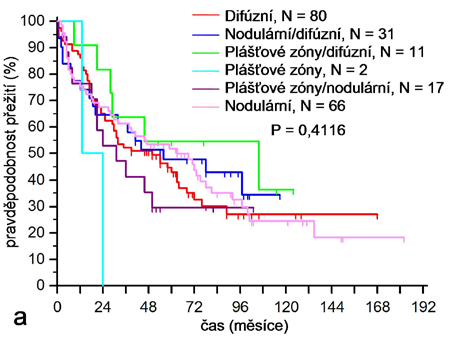 Tabulka 9 zastoupení jednotlivých architektonických variant s uvedením hodnot mediánu OS a PFS (měsíce) Architektonická varianta Počet Medián Medián % případů OS PFS Plášťové zóny 2 1,0 18,5 16,5