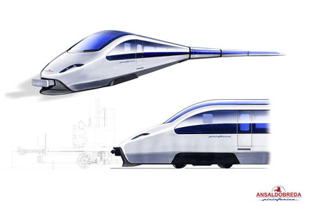 Obr. 5: Původní designová studie vysokorychlostní jednotky od firmy Ansaldobreda (zdroj: http://www.highspeedalliance.nl) Obr.