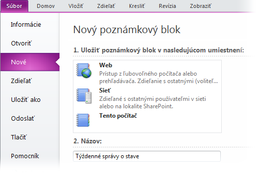 Kde sa nachádza Sprievodca novým poznámkovým blokom? V programe OneNote môžete pracovať s viacerými poznámkovými blokmi súčasne.