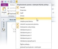 Jednoduchý prístup k obľúbeným príkazom Panel s nástrojmi Rýchly prístup, ktorý sa nachádza v ľavom hornom rohu okna programu OneNote, poskytuje skratky často používaných príkazov.