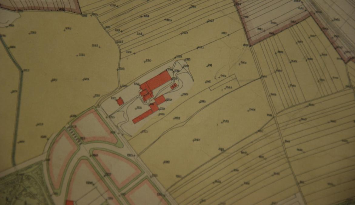 Obr. 58: Tatáž mapa z roku 1909, neznámý objekt v jižní části dnešního areálu