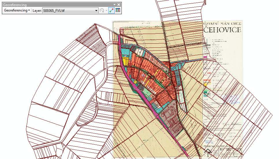 7.1.2 Zpracování Pro zpracování právního stavu byl použit software ArcGIS for Desktop od společnosti Esri ve verzi 10.1. Je tedy přirozené, že bylo postupováno podle části metodiky popisující práci právě v tomto programu.