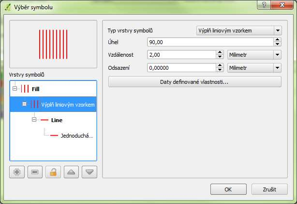 Metodika tvorby grafické části právního stavu územního plánu v GIS Obr. 25 výplň šrafováním v programu QGIS.