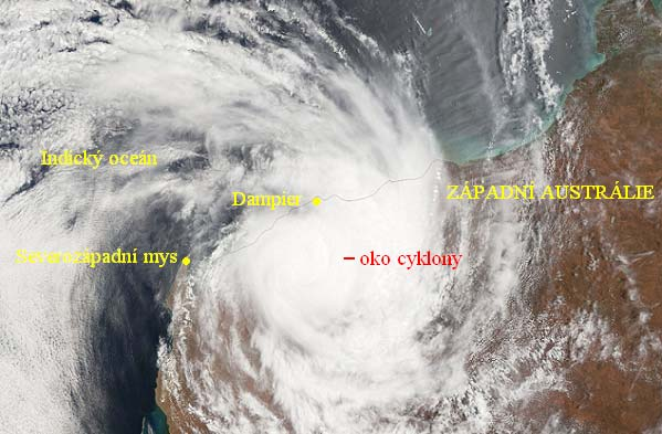 PŘÍRODNÍ KATASTROFY TROPICKÉ CYKLONY Austrálie stát Západní Austrálie během