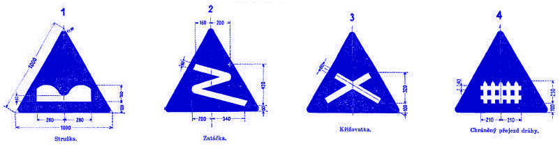 18 2 ROZPOZNÁNÍ DOPRAVNÍCH ZNAČEK Obrázek 2: Podoba dopravních značek z roku 1935. Zdroj: Vládní nařízení 203/1935 Sb.