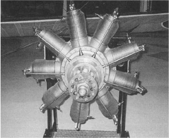 4 Vzduchem chlazený motor Anzani, s kterým Blériot v roce 1909 přeletěl Lamanšský průliv, [6] Z důvodu dobrého chlazení vzduchem vznikla zajímavá koncepce
