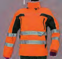 XL Hi-Vis nezateplená bunda bez podšívky s reflexními pruhy kapuce integrovaná v límci, nastavitelný obvod kapuce na tkaničku všechny švy podlepené pro zvýšení voděodolnosti, voděodolné zipy rukávové