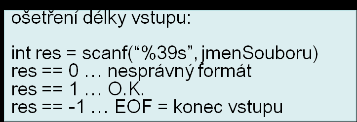 Funkce pro otevření výstupního textového souboru Jméno souboru můžeme zadat z klávesnice Pro čtení jména souboru a otevření výstupního textového souboru zavedeme funkci (prog9-2a.