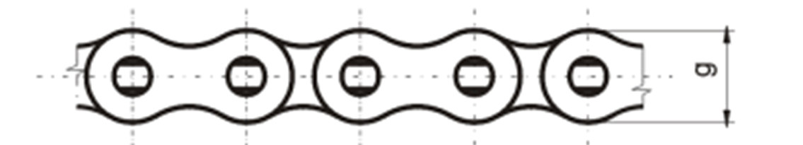 Obrázek 2.: Pouzdrový řetěz (převzato z [14]) Konstrukční odnoží pouzdrových řetězů jsou válečkové řetězy (obr. 3), které jsou nejpoužívanějším typem řetězů.