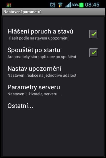 6.1 Poruchy pro mobilní zařízení Aplikace hlášení poruch pro mobilní zařízení s OS Android je k dispozici prostřednictvím menu dispečerského systému (viz kapitola 9 Soubory ke stažení ).