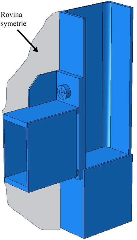 Profil nosníku neuvažoval přesnou geometrii válcovaného tvaru, kdy zaoblení mezi pásnicemi a stojinou bylo nahrazeno kolmým napojením.