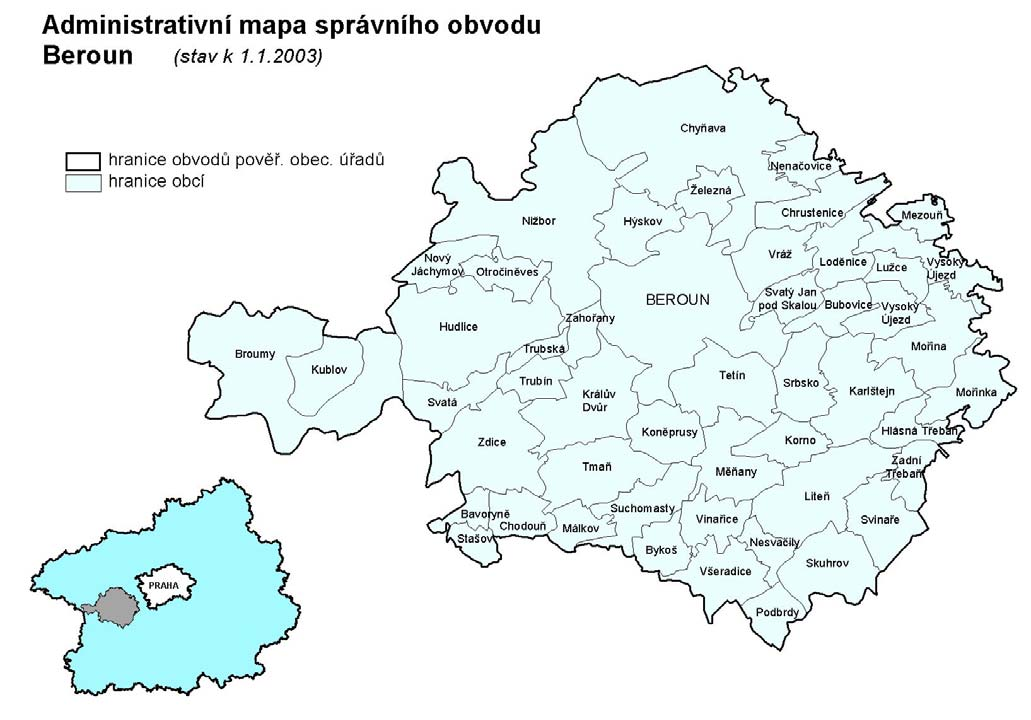 Beroun Správní obvod Beroun leží v západní části Středočeského kraje. Sousedí s obvody Hořovice, Rakovník, Kladno, Černošice a Dobříš.