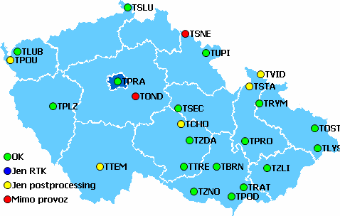 32 měřených dat ve formátu RINEX s intervalem záznamu 1 s při 5 elevační masce pro všechny stanice sítě.