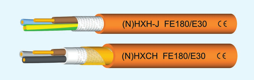 (N)HXH, (N)HXCH FE 180/E30 Ohniodoln kabel s oranïov m plá tûm, bezhalogenov -Cuplné nebo lanûné jádro dle DIN VDE 0295 IEC 60228 tfi.