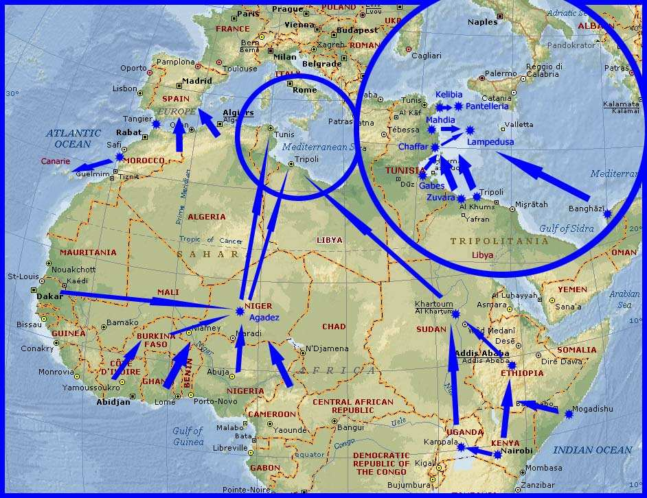 III. Nelegální migrace III.1. TRASY NELEGÁLNÍ MIGRACE V EVROPSKÉM KONTEXTU Země Evropské unie jsou dlouhodobě jedním z hlavních cílových regionů migrantů z různých částí světa.