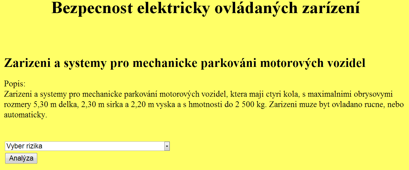 Obrázek 8: riziko Po zvolení rizika má uživatel možnost určit