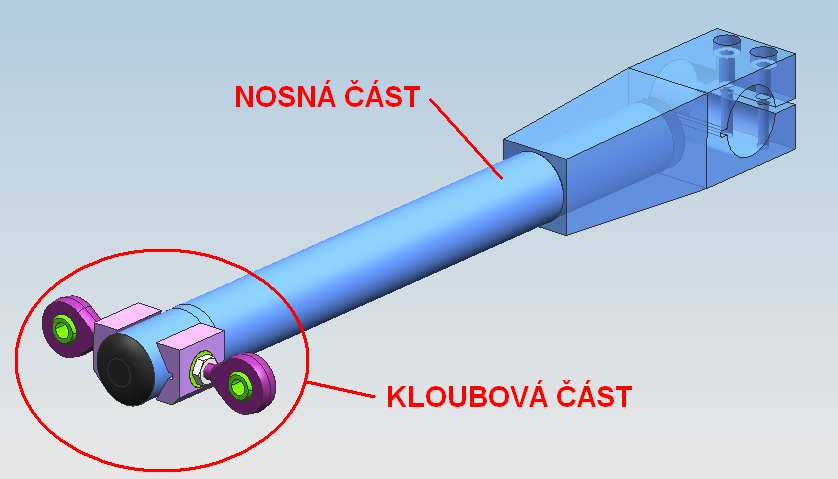 Str. 78 Celé rameno je tvořeno sestavou kloubové a nosné části. Díly nosné části ramene viz obr. 7.1.3a, jsou spojeny přechodným uložením H6/k6 (lze pojistit dvousložkovým lepidlem).