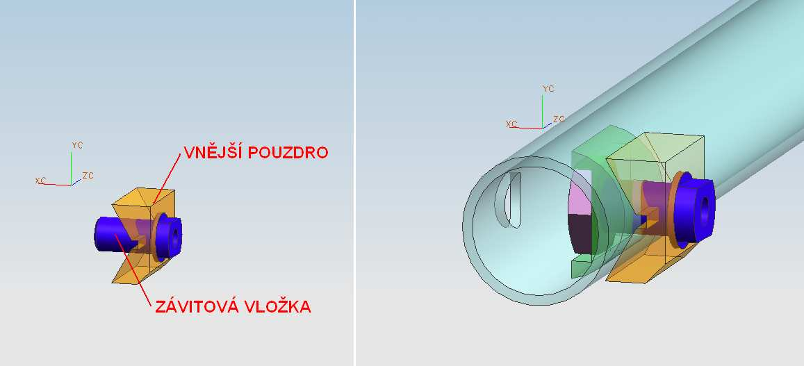 Závitová vložka je opatřena vnějším a vnitřním závitem.