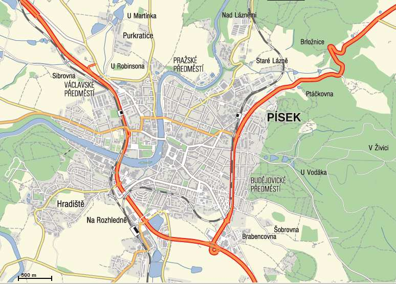 Příloha 3: Orientační poloha sídliště Portyč v rámci města Písku