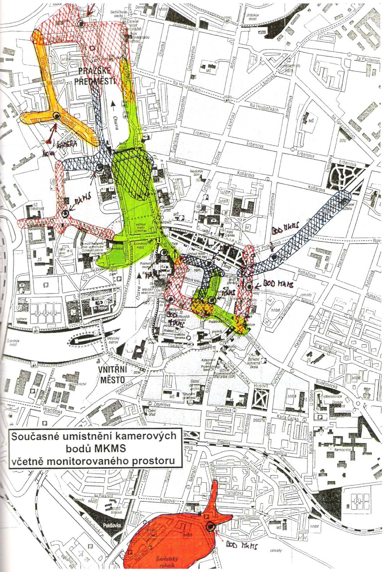 Příloha 7: Současné umístění kamerových bodů MKMS včetně