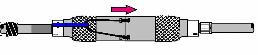 5/10 b) šroubové spojení - Zasuňte vodivá jádra do spojky jader. Při spojování postupujte dle montážního postupu výrobce šroubové spojky.