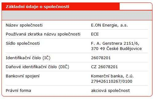 Obrázek 4: Základní údaje o společnosti Zdroj: <http://www.eon.cz/cs/corporate/profile/eon_energie.shtml> 4.
