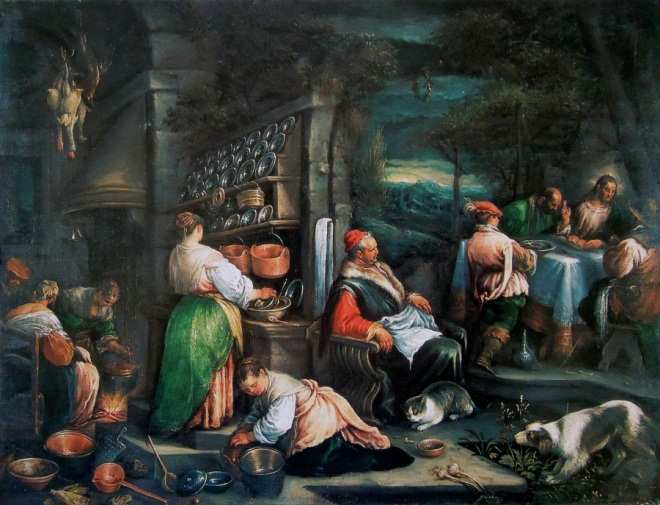32. Večeře v Emauzích, Jacopo Bassano a Francesco Bassano il Giovane,