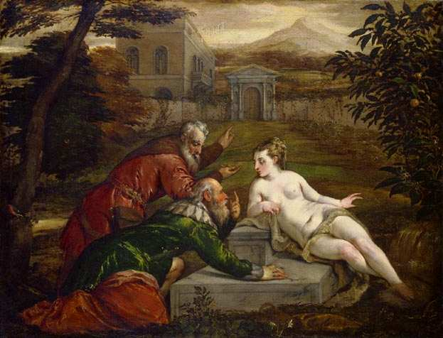 35. Zuzana a starci, Jacopo Bassano, 1555 1556, olej, plátno, 89