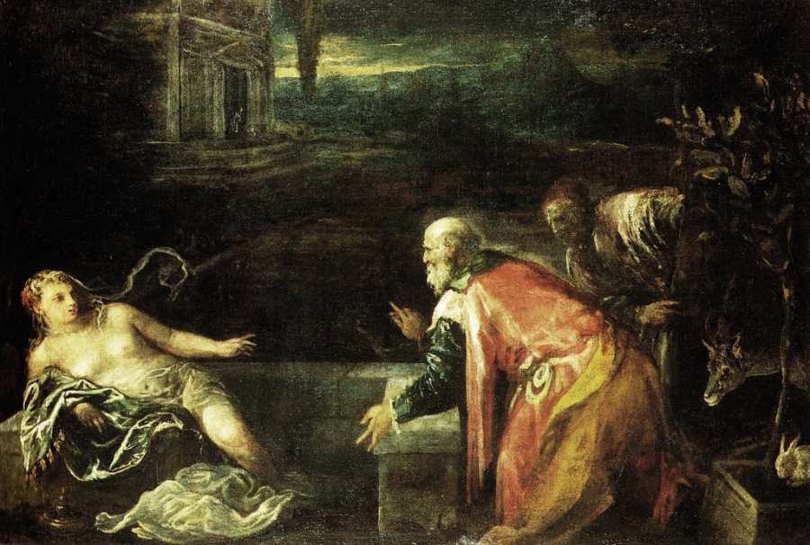 10. Zuzana a starci, Jacopo Bassano, 1585, olej,
