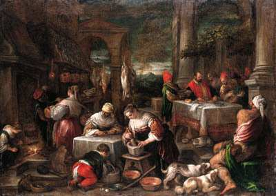 12. Podobenství o boháčovi a Lazarovi, Francesco Bassano il