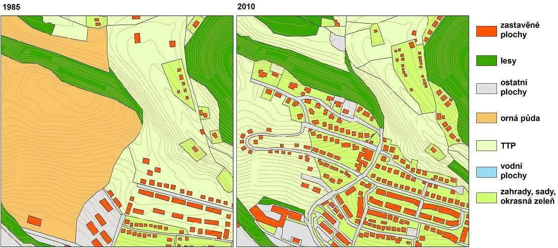 Nejintenzivnější výstavba rodinných domů probíhá v současné době v lokalitě ZSJ Červený kopec (obr.56). Zde se však nejedná o suburbanizaci, ale o vznik nové obytné městské čtvrti rodinných domů.