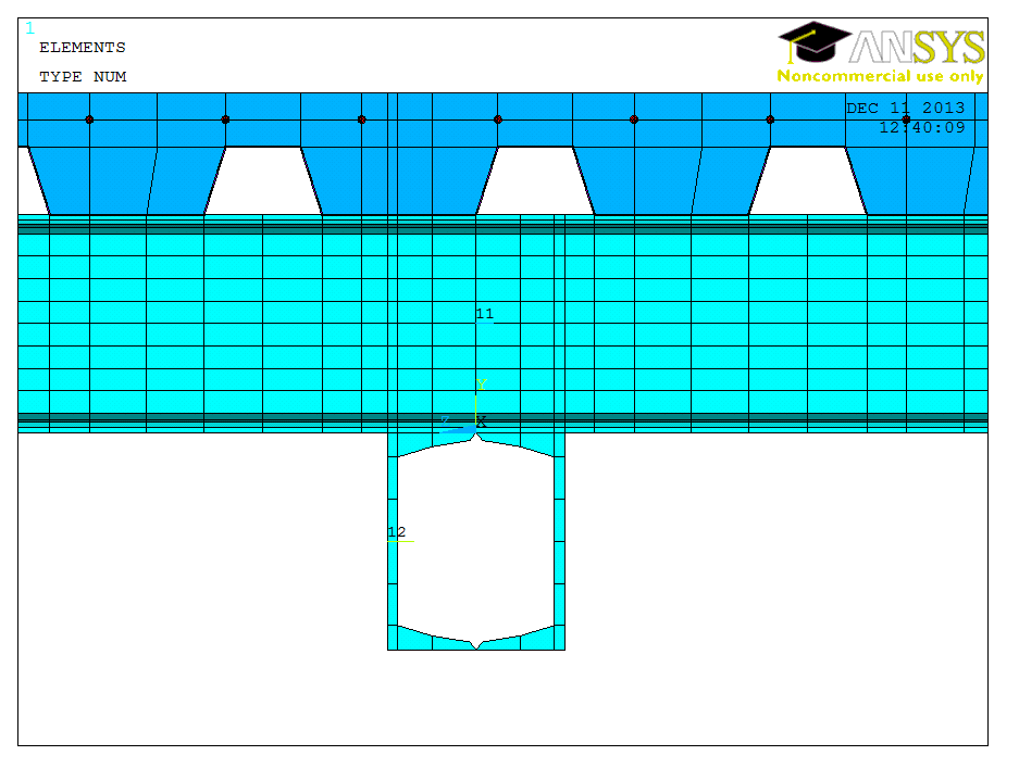 profilu I, trapézový plech, KARI síť a betonová deska) a příčný řez průvlaku o profilu 2x U 160. Tento pás prvků je dále kopírován tak, aby nosníky byly vzdálené o osovou vzdálenost po 1,2 m.