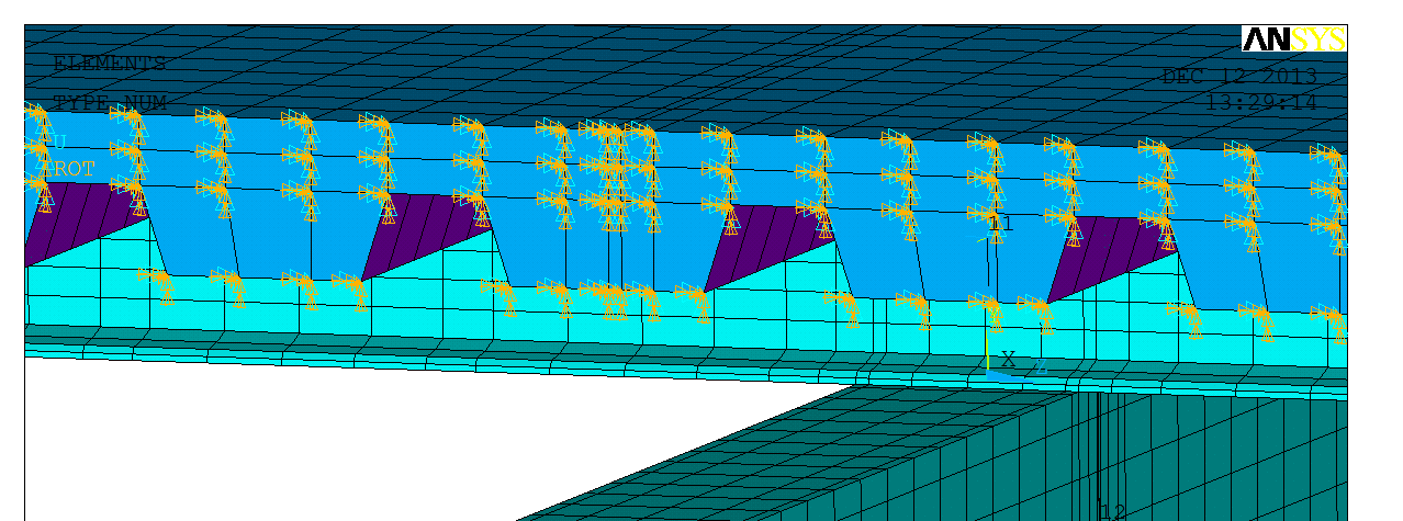 Obrázek č. 5.3 Detail - Okrajové podmínky průvlaku a betonové desky 5.