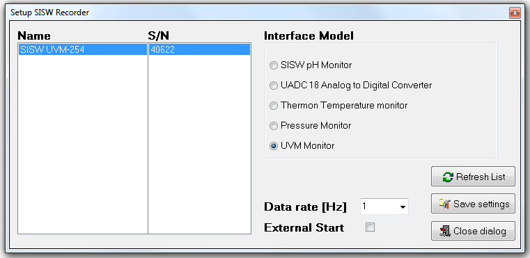 Program je schopen na záznamu zobrazit značky přicházející z UV monitoru. Start záznamu je možno synchronizovat s hardwarovým startem na vstupu UV monitoru.