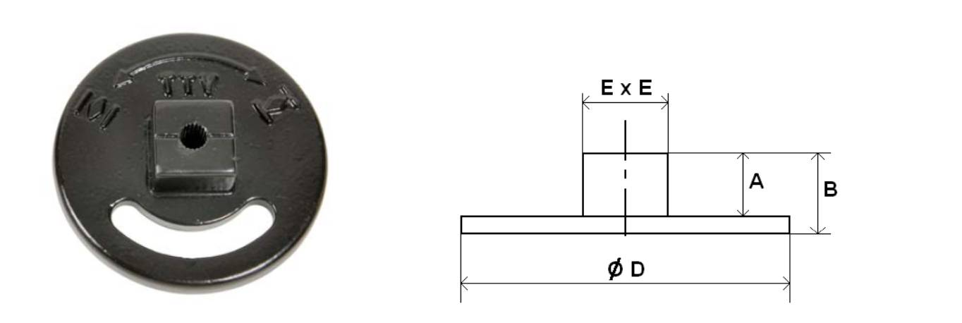 9 1 Square lever for special key (30x30 mm) / Čtyřhran pro speciální klíč (30x30 mm) : DN 40-50 65 80-100 125-150 200 A