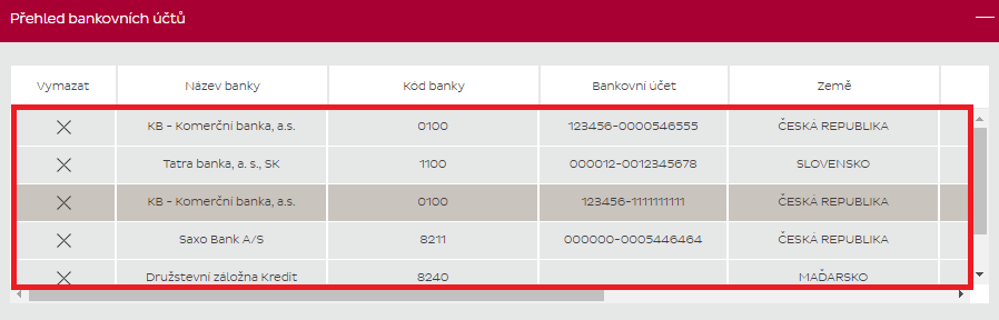 7 Bankovní účty Přímo v aplikaci bude možné přidávat další nedefaultní bankovní účty pro odplácení dobírkových zásilek.